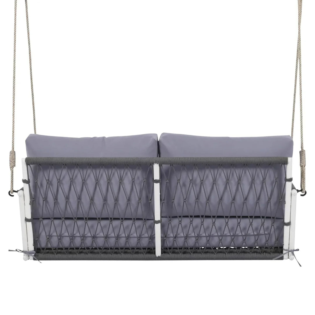 Outdoor Rope Swing 2-Person Hanging Chair, Weatherproof Porch Swing