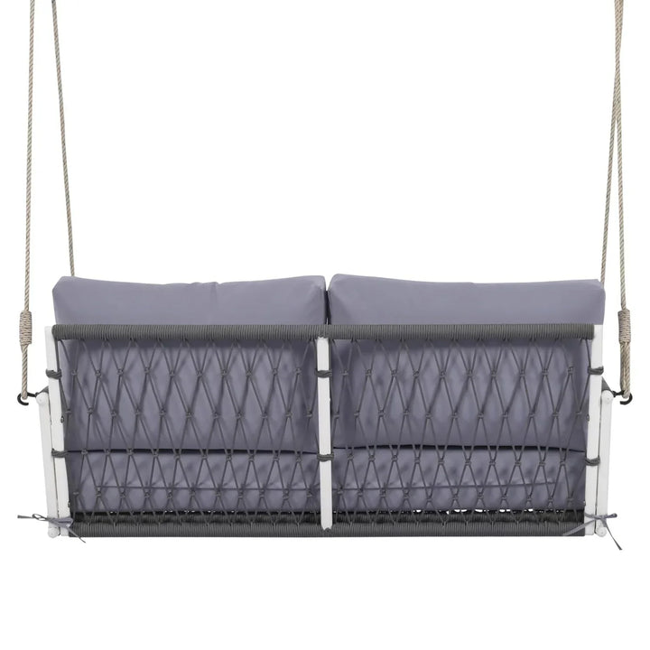 Outdoor Rope Swing 2-Person Hanging Chair, Weatherproof Porch Swing