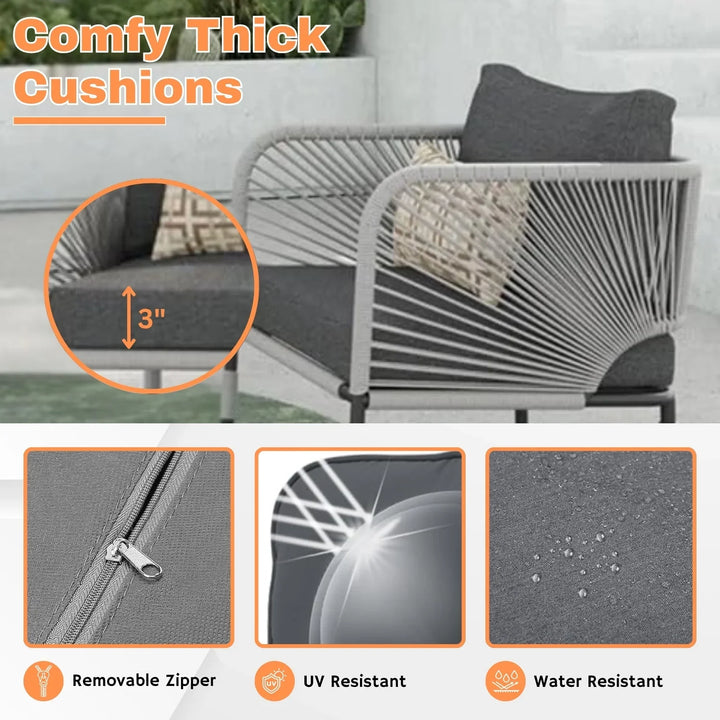 Graciela 3 Piece Garden Outdoor Rope Patio Set