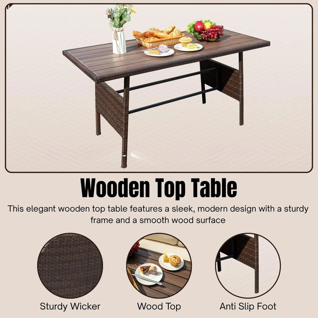 Lei 6 Piece Outdoor Patio Furniture Set (Dark Brown & Cream)