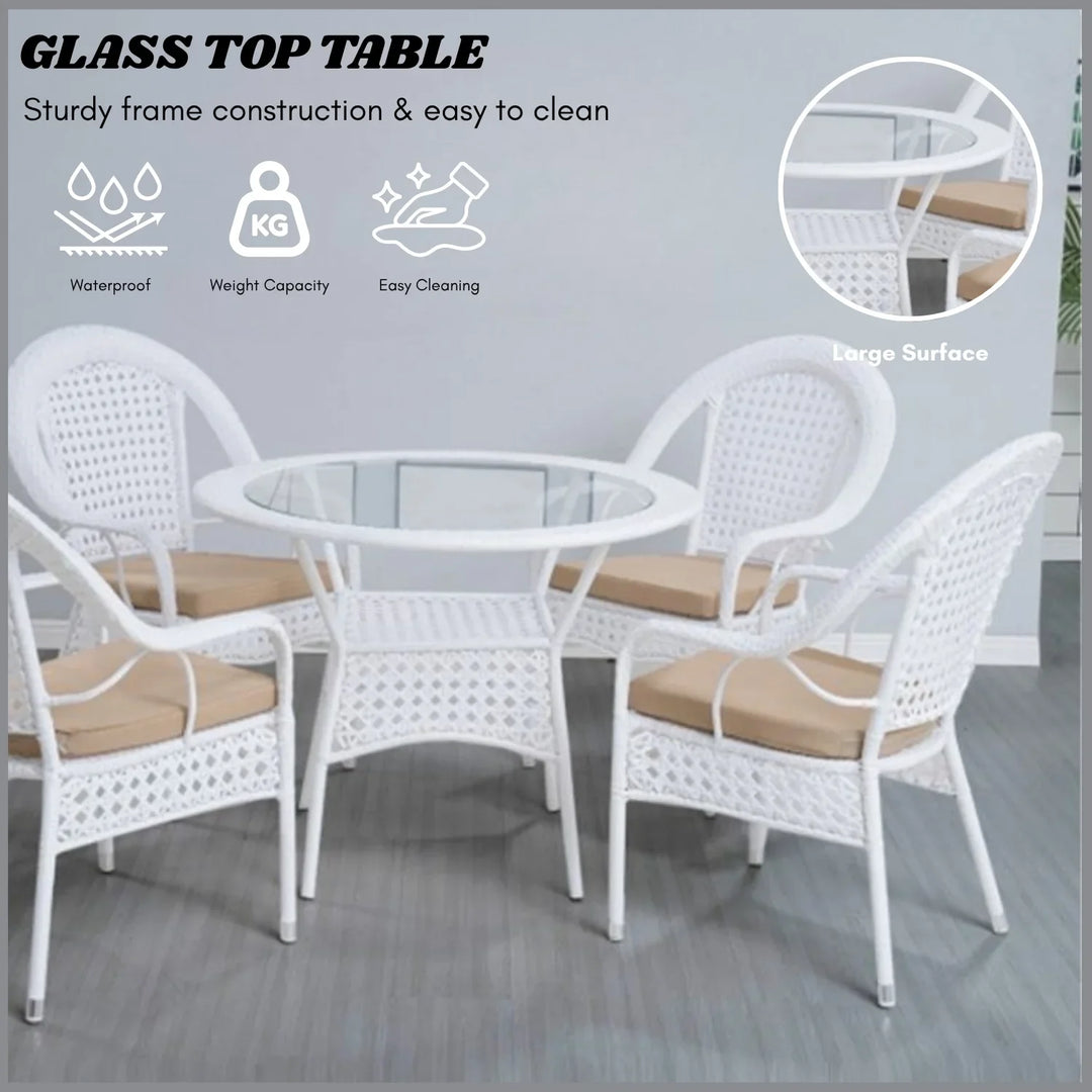 Dalal Outdoor All-Weather Resistant Rattan Wicker 5-Piece Dining Set