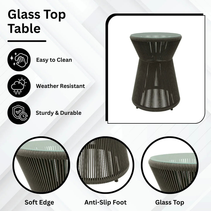 Delaney Outdoor Rope 3-Piece Patio Set