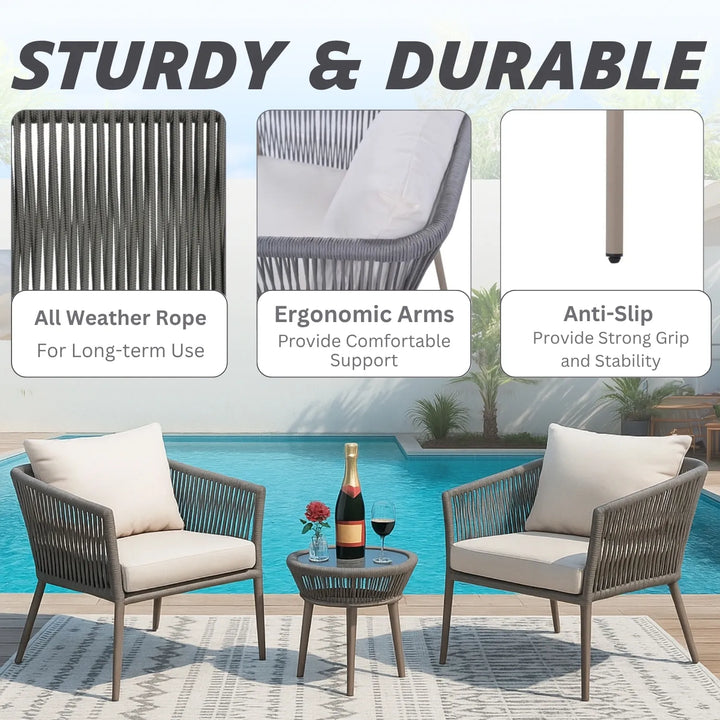 Ruqayyah 3-Piece Rope Patio Set - Perfect for Outdoor