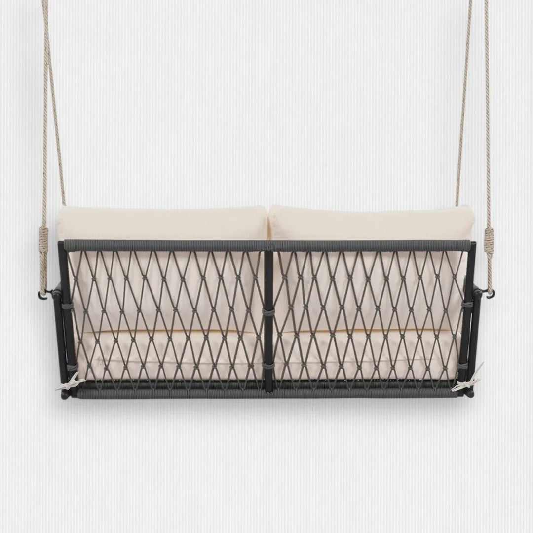 Outdoor Rope Swing 2-Person Hanging Chair, Weatherproof Porch Swing