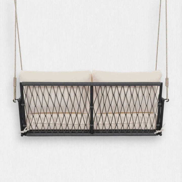 Outdoor Rope Swing 2-Person Hanging Chair, Weatherproof Porch Swing