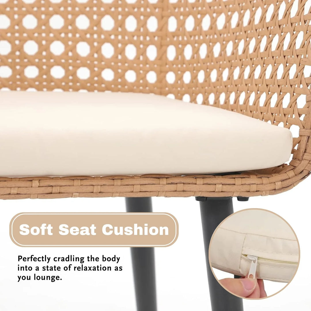 Beatriz 5-Piece Outdoor Patio Dining Set with Rattan Chairs & Glass Top Table