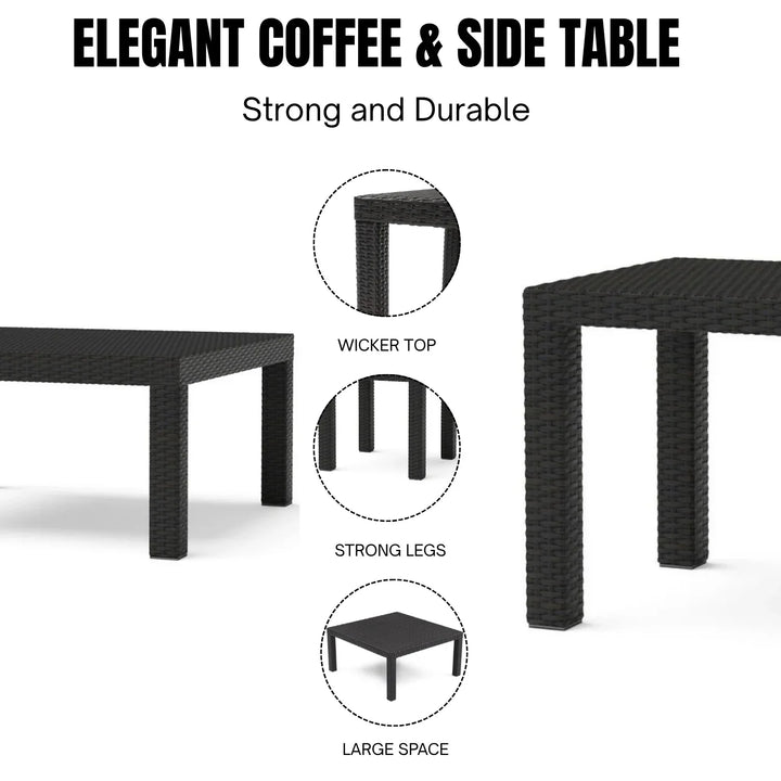 Saba All Weather Outdoor Wicker Garden L-Shape Sectional Conversation Set