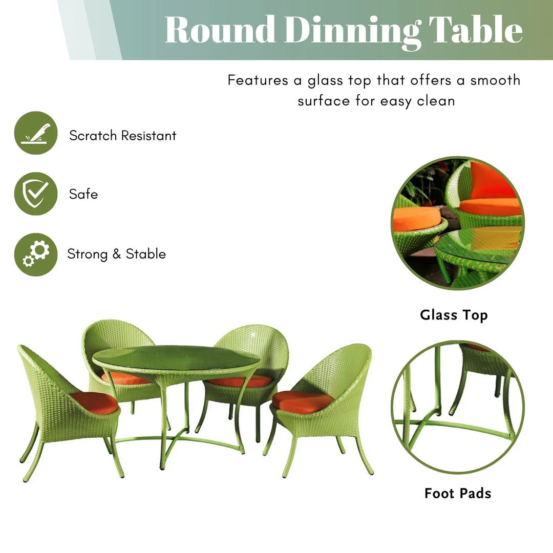 Kiranmayi Outdoor All-Weather Resistant Rattan Wicker 5-Piece Dining Set