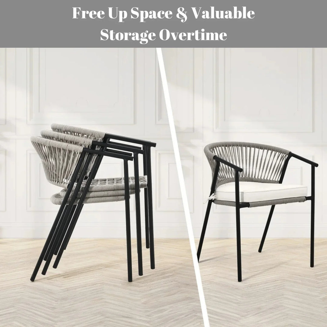 Peizhi 4-Piece Outdoor Rope Patio Dining Chairs