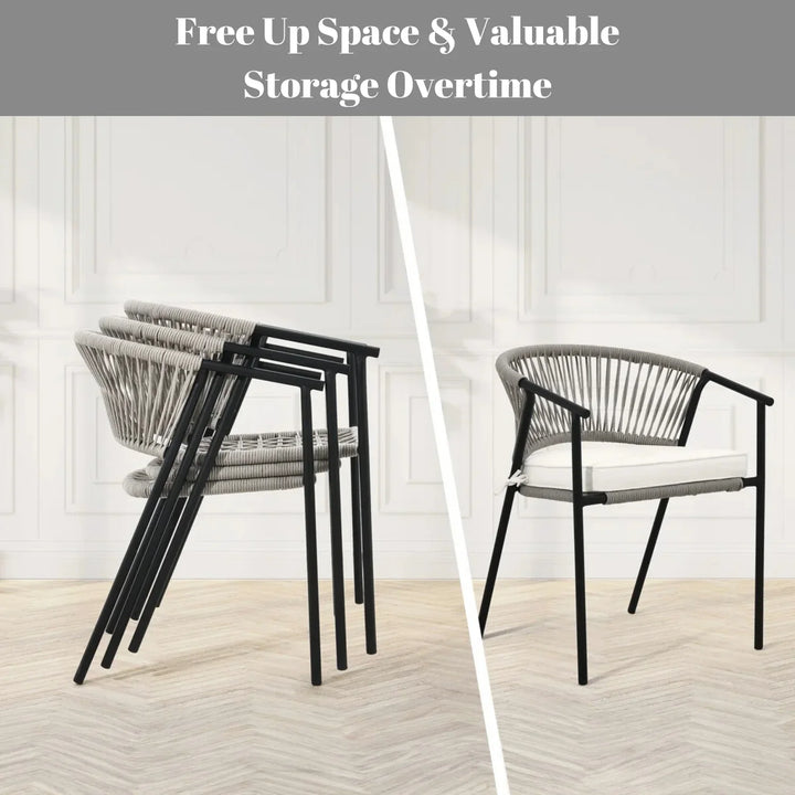 Peizhi 4-Piece Outdoor Rope Patio Dining Chairs