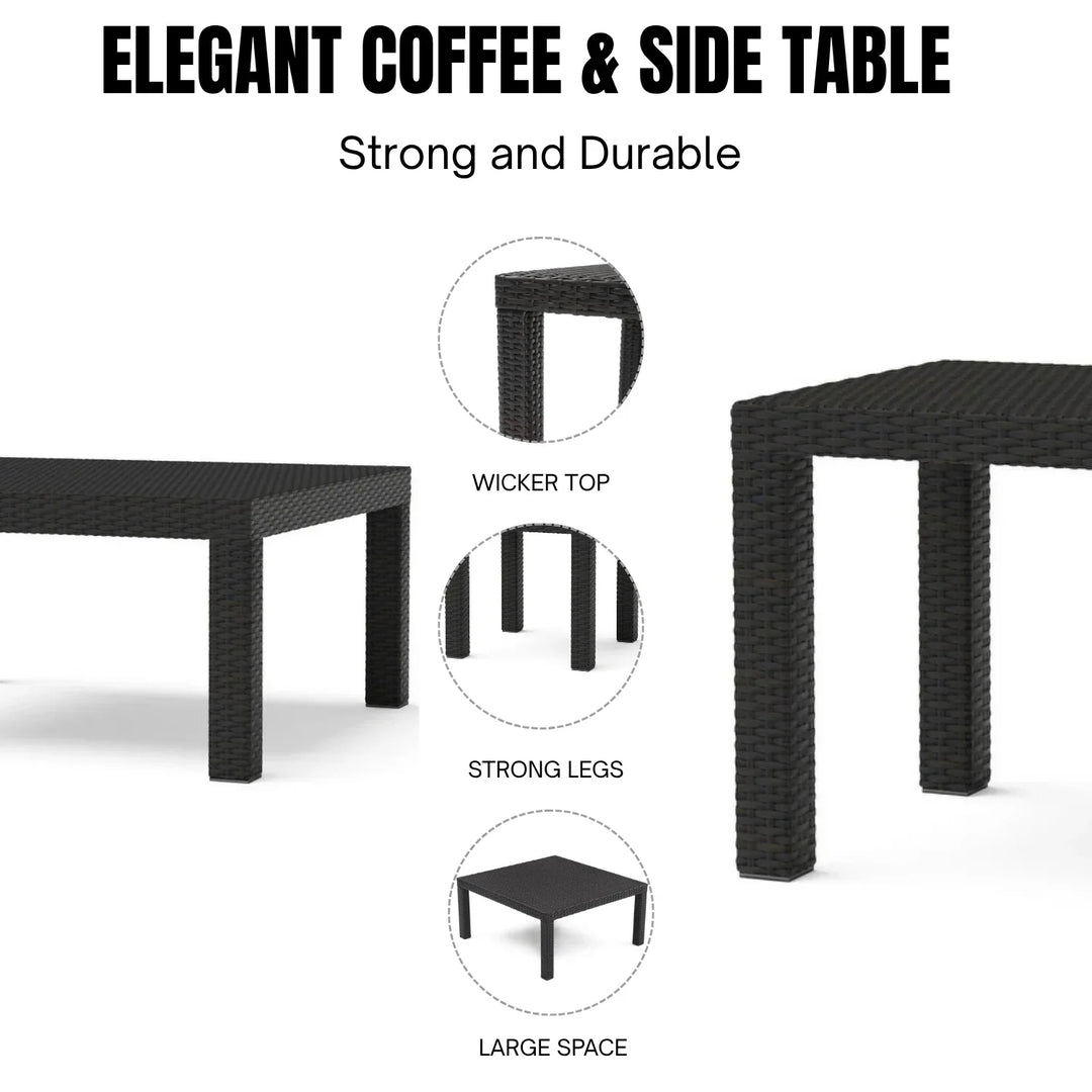 Dahabo All Weather Outdoor Wicker Garden L-Shape Sectional Conversation Set