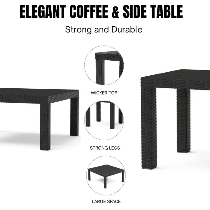 Dahabo All Weather Outdoor Wicker Garden L-Shape Sectional Conversation Set