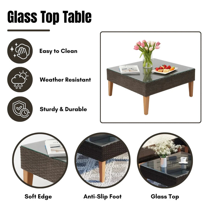 Manuela 3-Pieces Outdoor Wicker  L-Shape Sofa Set