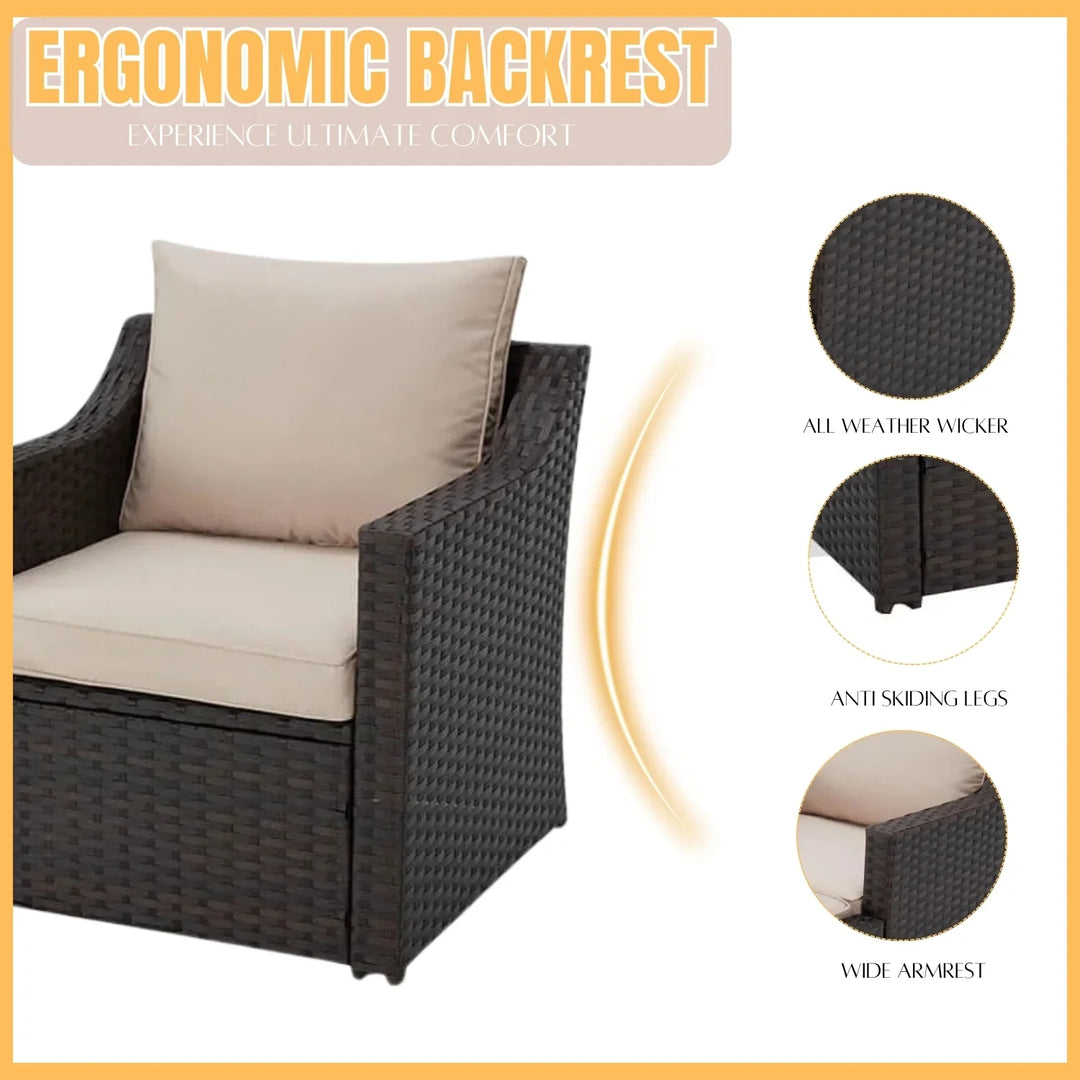 Romilly Outdoor Wicker 5-Piece Patio Sofa Set