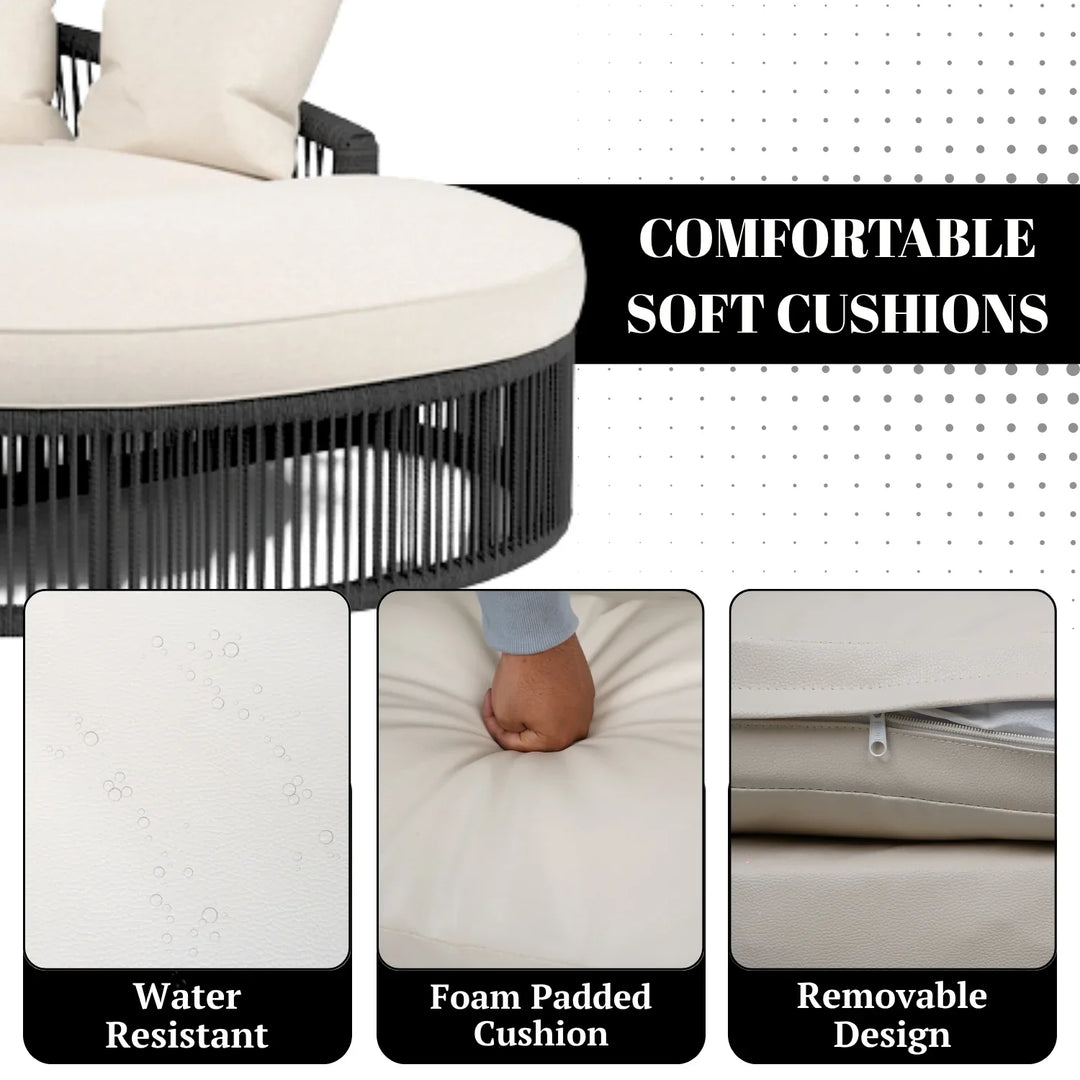 Outdoor Round Rope Daybed Sofa – Unique Design for Poolside