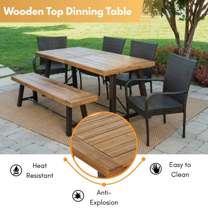 Fawzia Outdoor All-Weather Resistant Rattan Wicker 6-Piece Dining Set