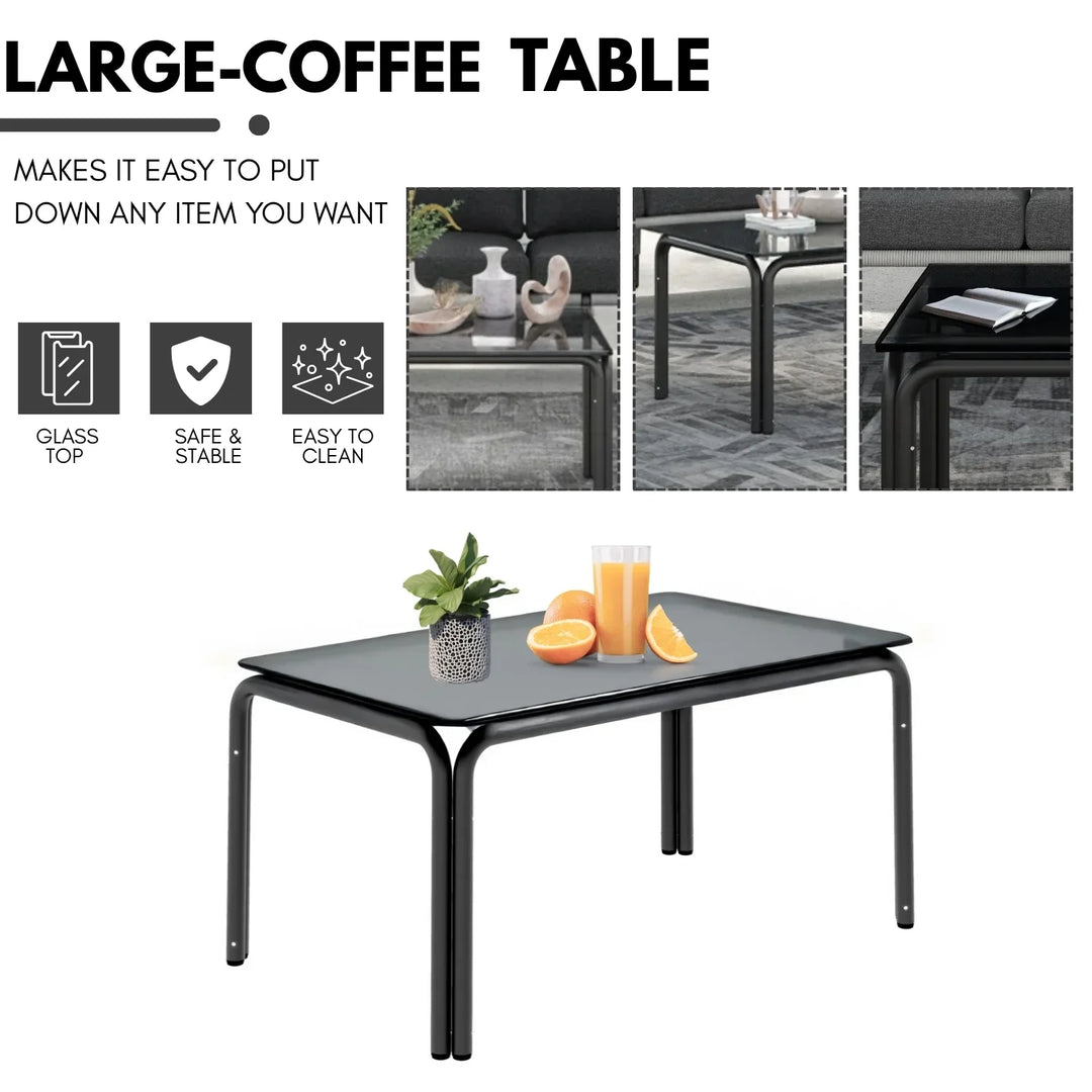 Bellamy Outdoor Rope 5-Seater Sofa Set With Glass Top Table