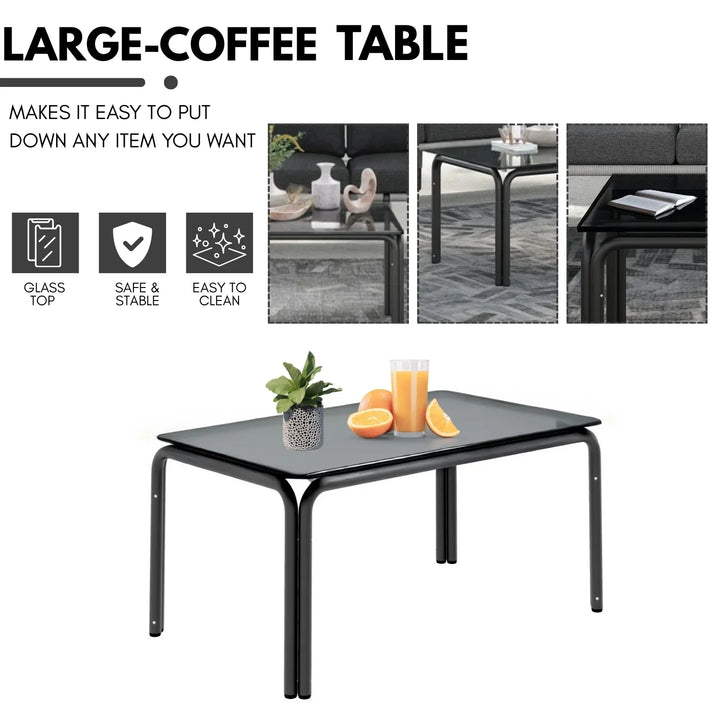 Bellamy Outdoor Rope 5-Seater Sofa Set With Glass Top Table