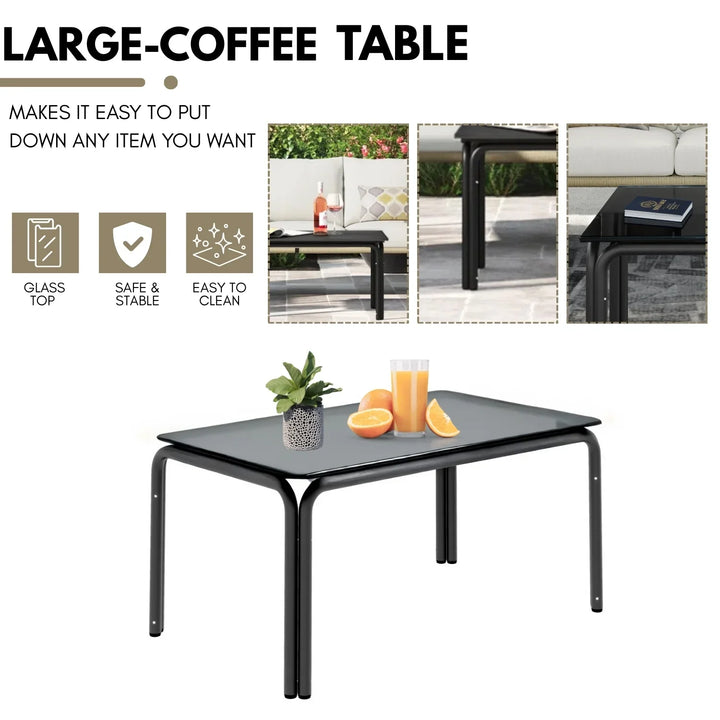 Amoura Outdoor Rope 5-Seater Sofa Set With Glass Top Table