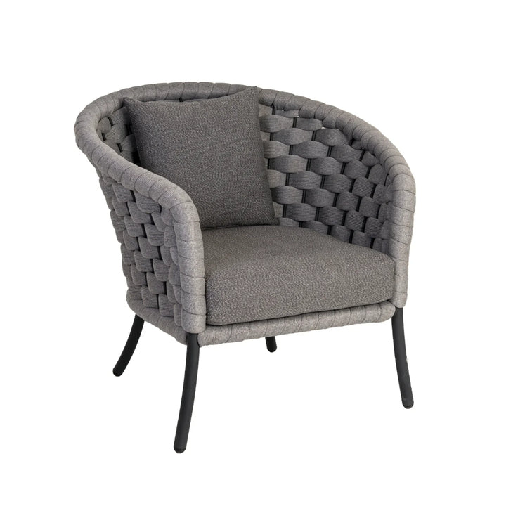 Yasmeen Outdoor Grey Rope 4 Piece Patio Sofa Set with Dark Grey Cushions