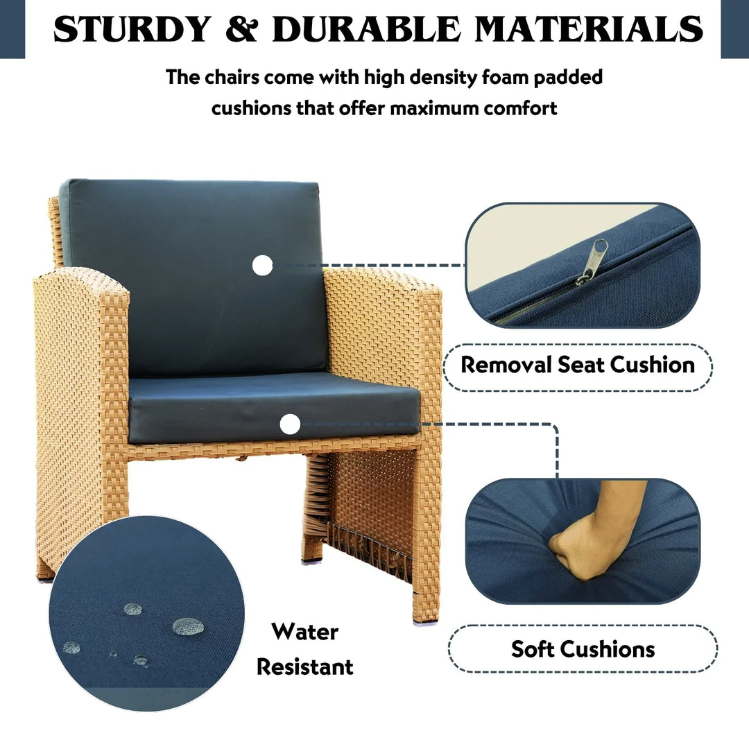 Dhanvi Outdoor 5 Piece Patio Wicker All Weather Sectional Furniture Set