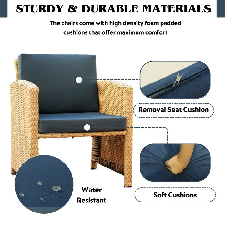 Dhanvi Outdoor 5 Piece Patio Wicker All Weather Sectional Furniture Set