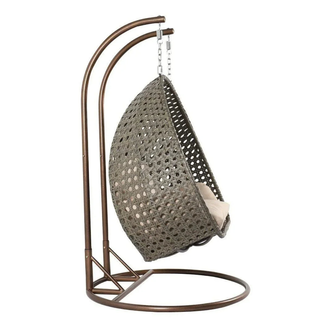 Baozhai Double Seater Hanging Swing Chair (Dark Brown/Cream)