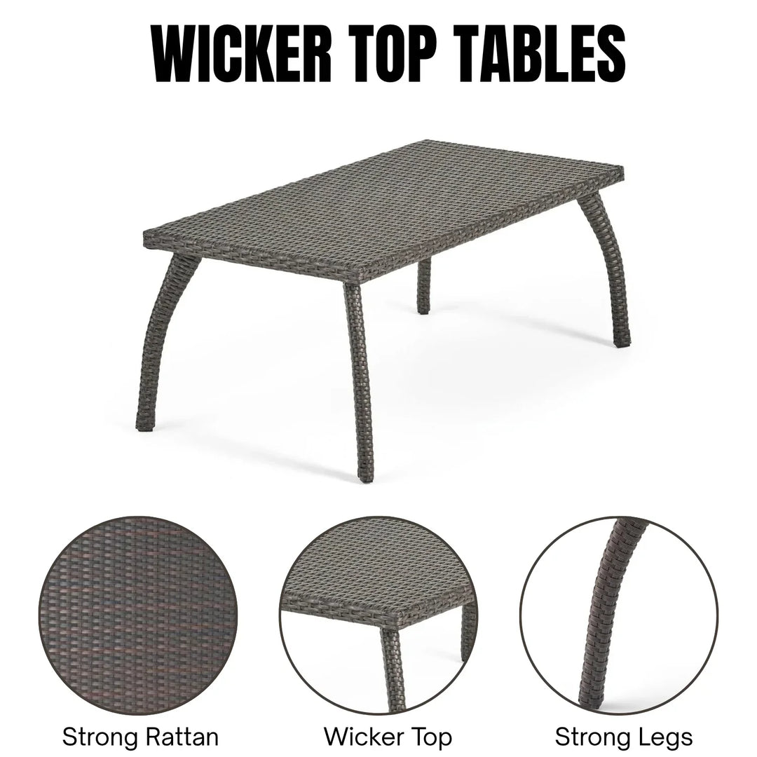 Yoko Brown 8 Seater Outdoor Wicker Conversation Set