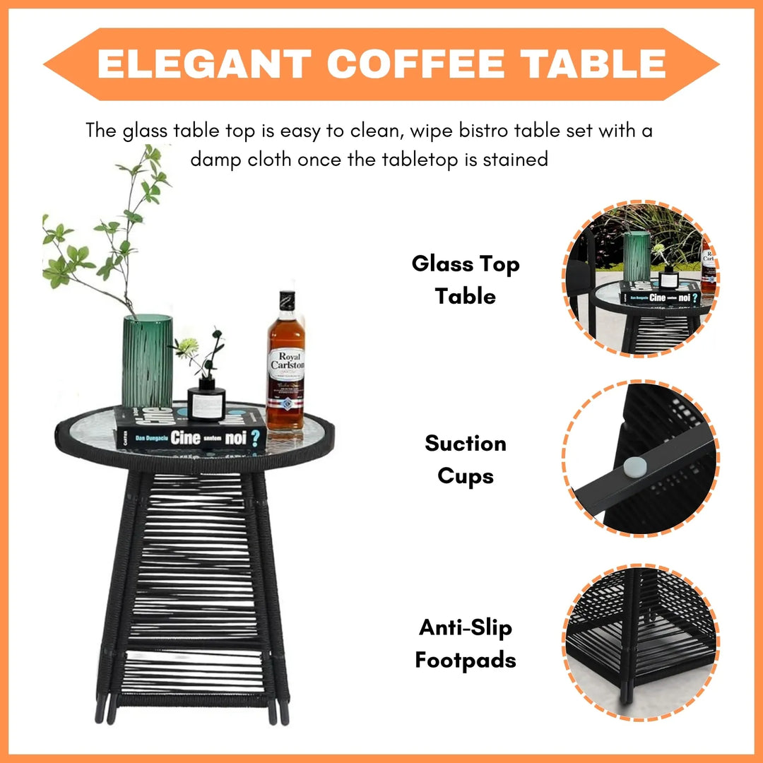 Greer Outdoor Rope 3-Piece Patio Set