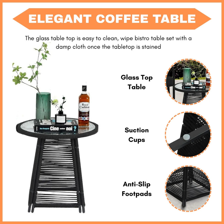 Greer Outdoor Rope 3-Piece Patio Set