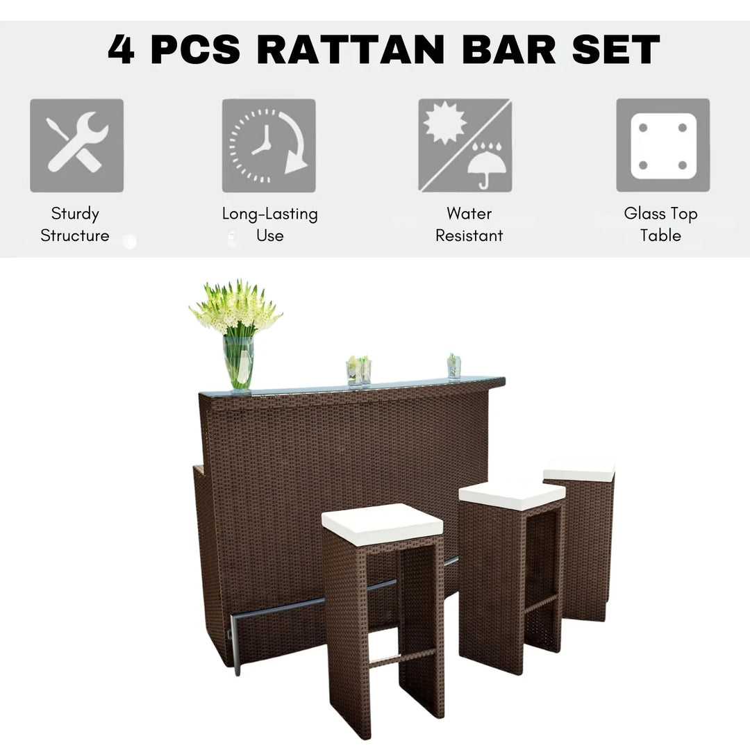 Maren 3-Seater Outdoor Rattan Wicker Bar Set