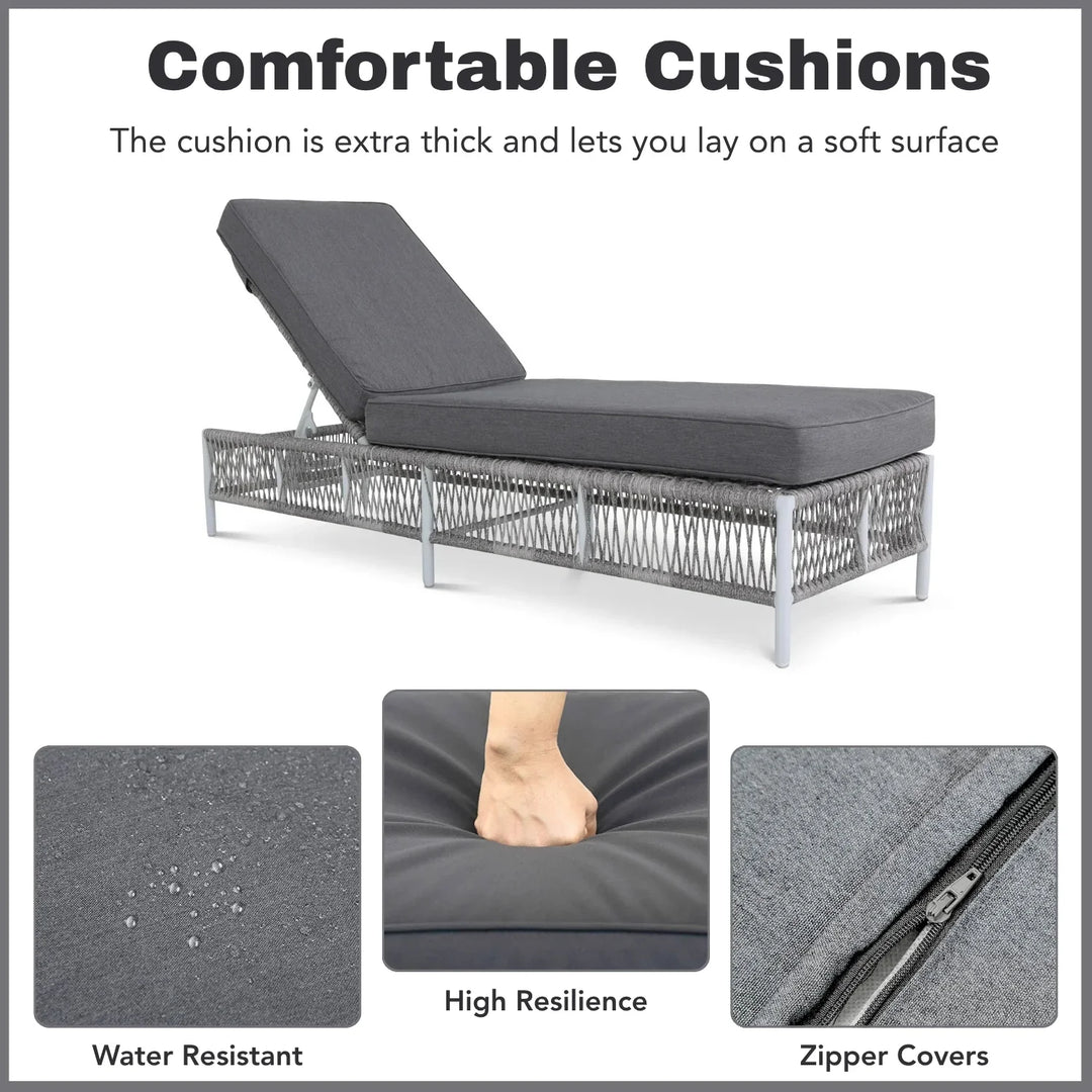 Fiora Outdoor Rope Lounge Chairs Set of 2 with Thick Cushions