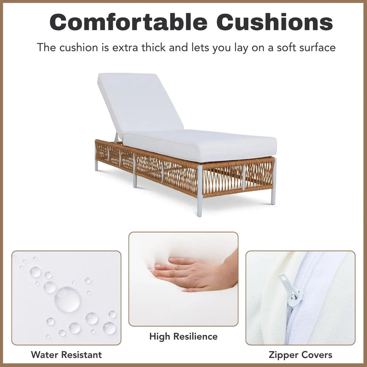 Giavanna Outdoor Rope Lounge Chairs Set of 2 with Thick Cushions