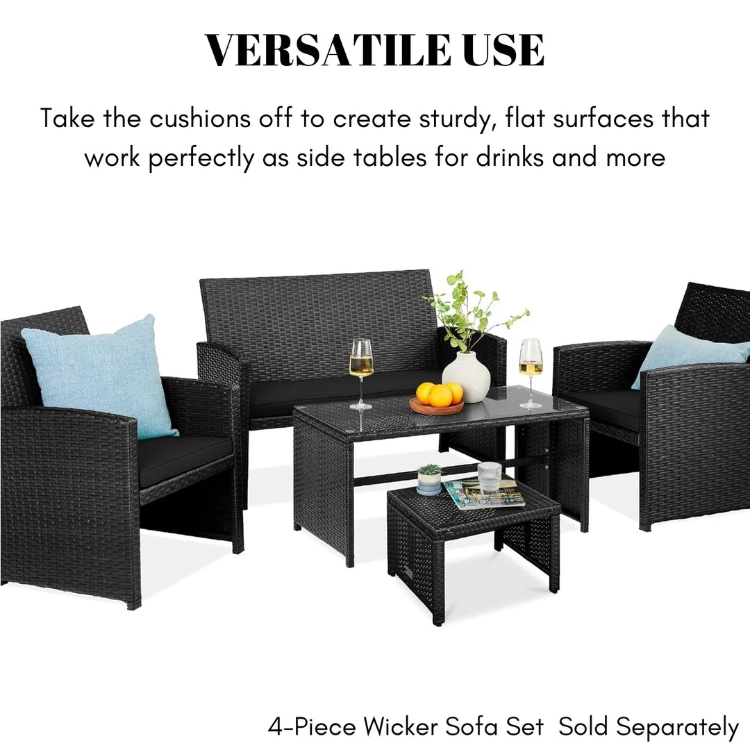 Kavisha Set of 2 Wicker Ottomans, Multipurpose Outdoor Furniture