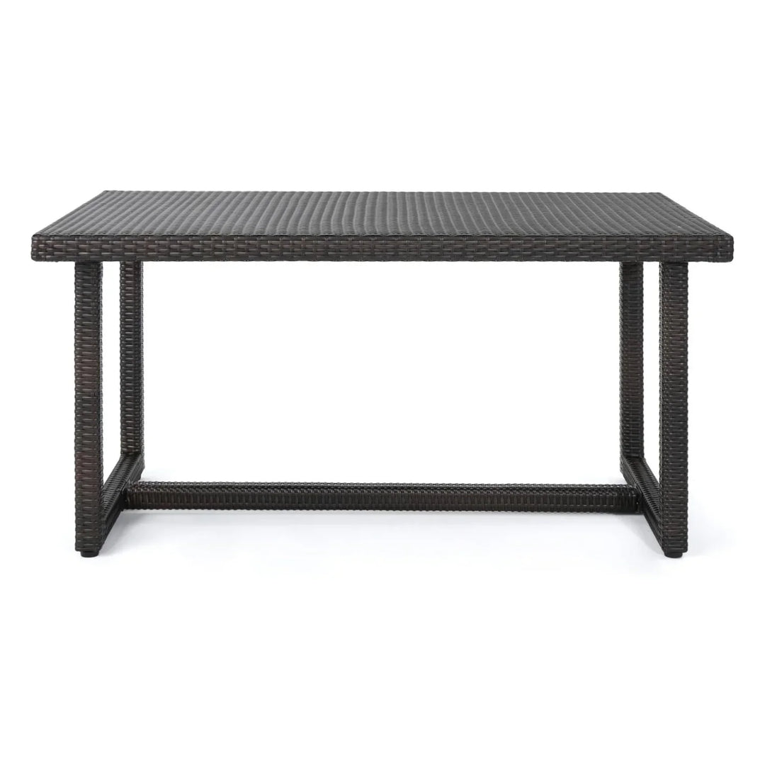 Sokhna Outdoor Rattan Wicker Patio Table (Dark Brown)