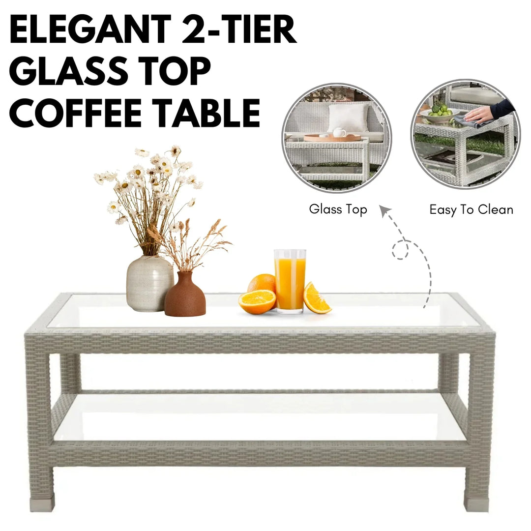 Margrit Outdoor Rattan Wicker 7-Seater Sectional Sofa Set