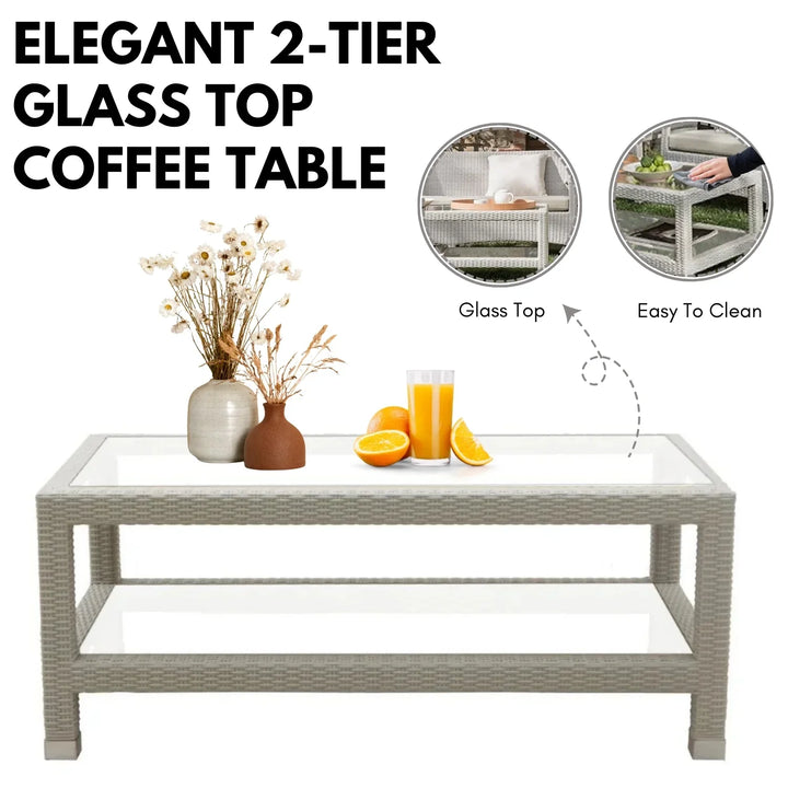 Margrit Outdoor Rattan Wicker 7-Seater Sectional Sofa Set