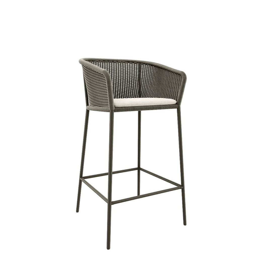 Cerci Outdoor Patio Bar Chair 2 Chairs For Balcony Braided & Rope (Grey)