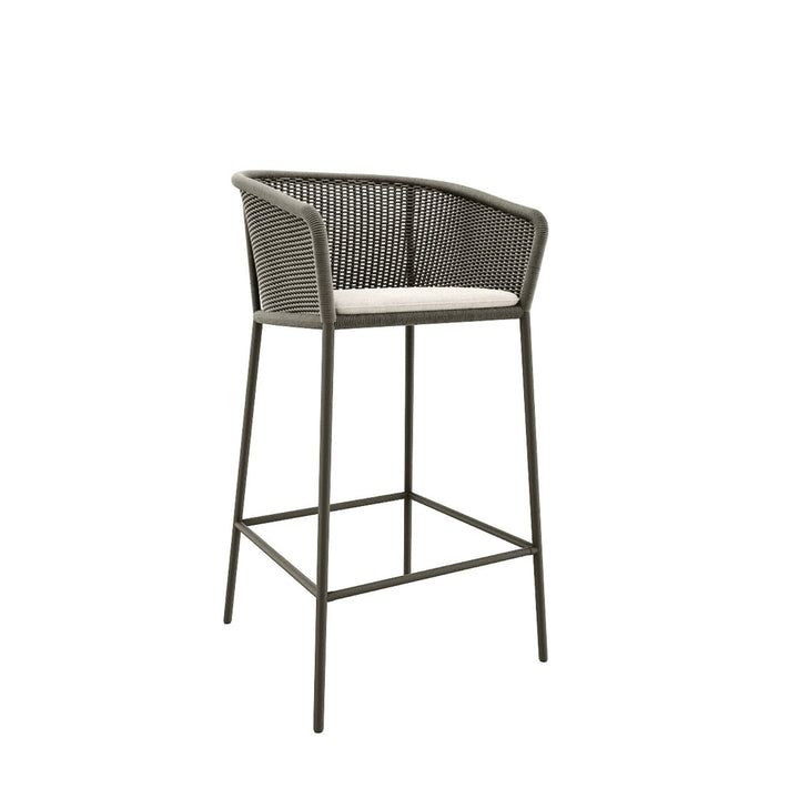 Cerci Outdoor Patio Bar Chair 2 Chairs For Balcony Braided & Rope (Grey)