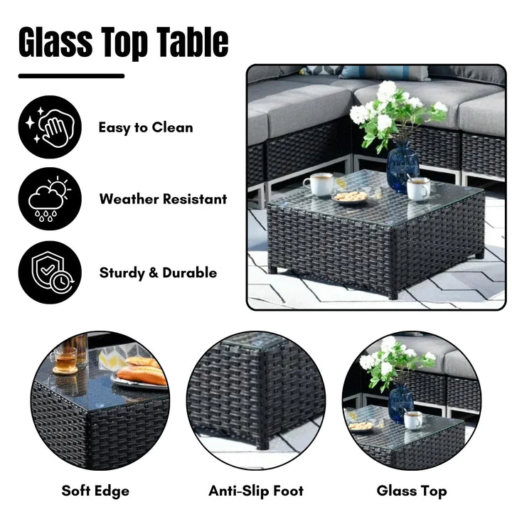 Norberta Outdoor Rattan Wicker 7-Seater Sofa Set