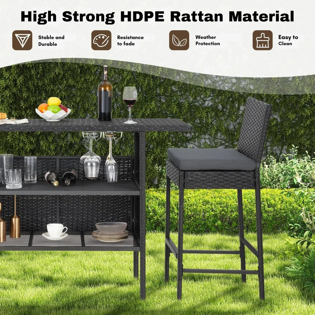 Yvette 5-Piece Outdoor Rattan Wicker Bar Set with Wicker Top Table