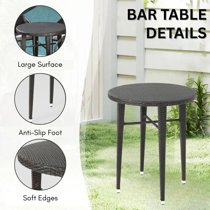 Amaris 5 Piece Outdoor Wicker Bar Set with High Top Table