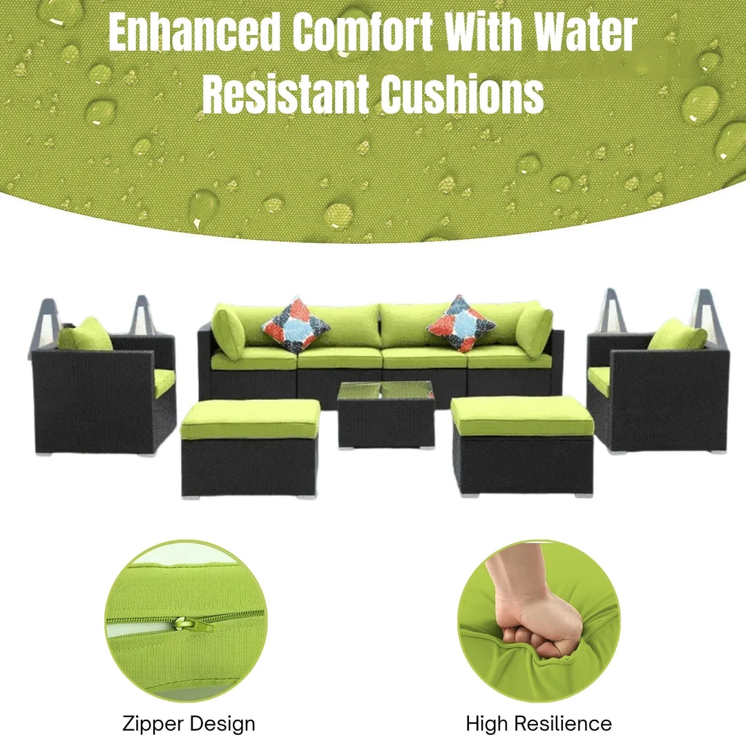 Clementine 6-Piece Outdoor Conversation Set (Black/Green)