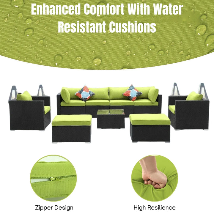 Clementine 6-Piece Outdoor Conversation Set (Black/Green)