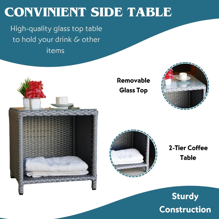 Anushka Outdoor 5 Piece Patio Wicker All Weather Sectional Furniture Set