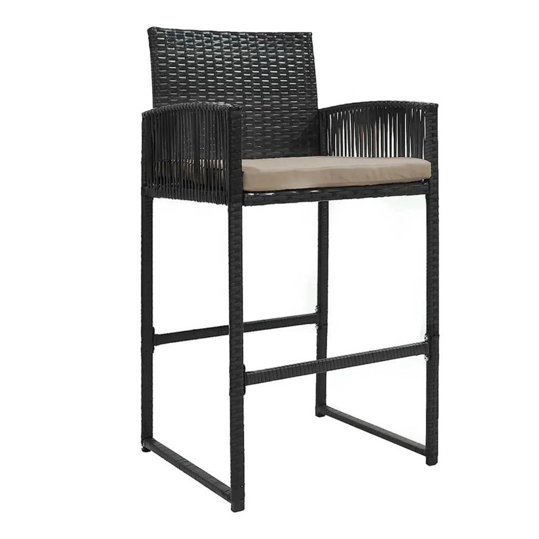 Zenobia Outdoor Rattan Wicker 2-Piece Bar Chairs