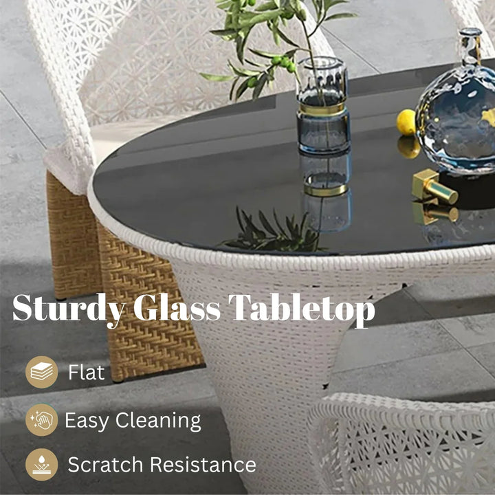 Zola 7 Pieces Outdoor Wicker Dining Set with Double Tone Armchairs