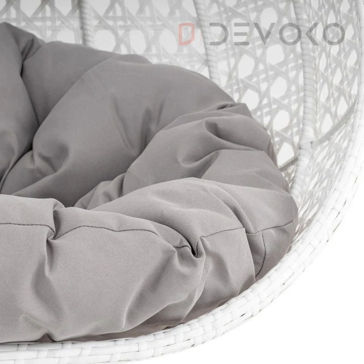 Single Seater Rattan & Wicker Swing (White & Grey)