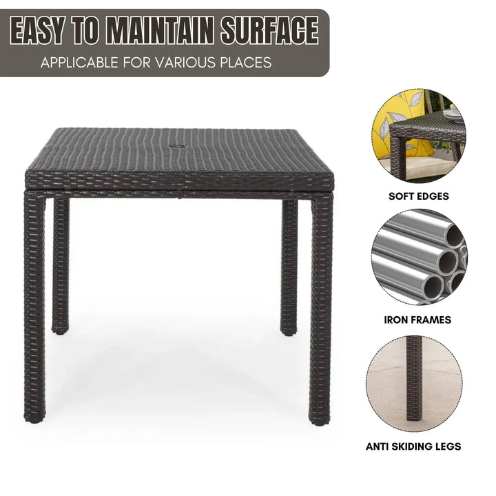 Outdoor Wicker Patio Wicker Coffee Table (Dark Brown)