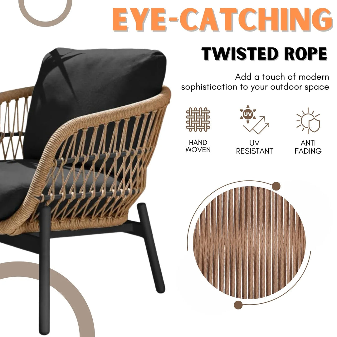 Latika Outdoor 4 Seater Rope Conversation Sofa Set